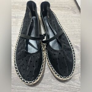 Marc New York Black Polka Dot Mesh Espadrille Flats